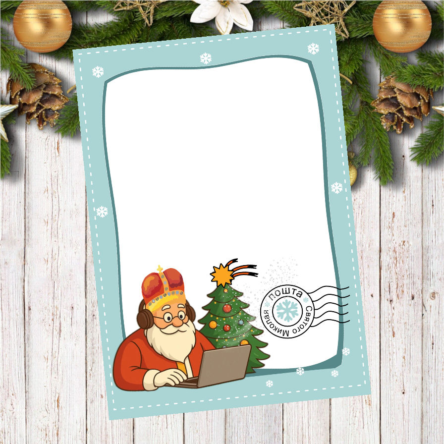 Заванатжити бланк листа від Святого Миколая