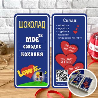 Макет наліпок на шоколадку Love is